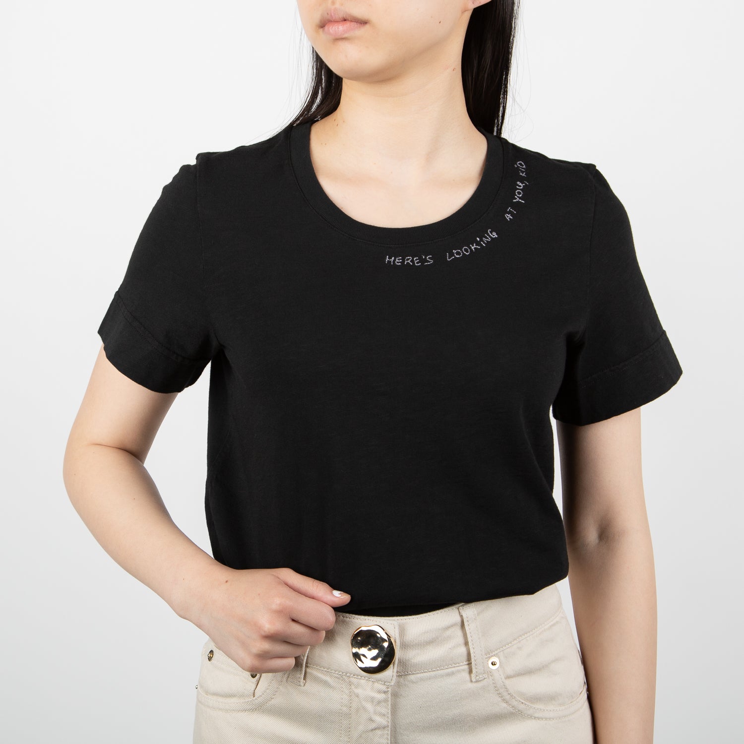 black cotton shirt with phrase by Secret Location