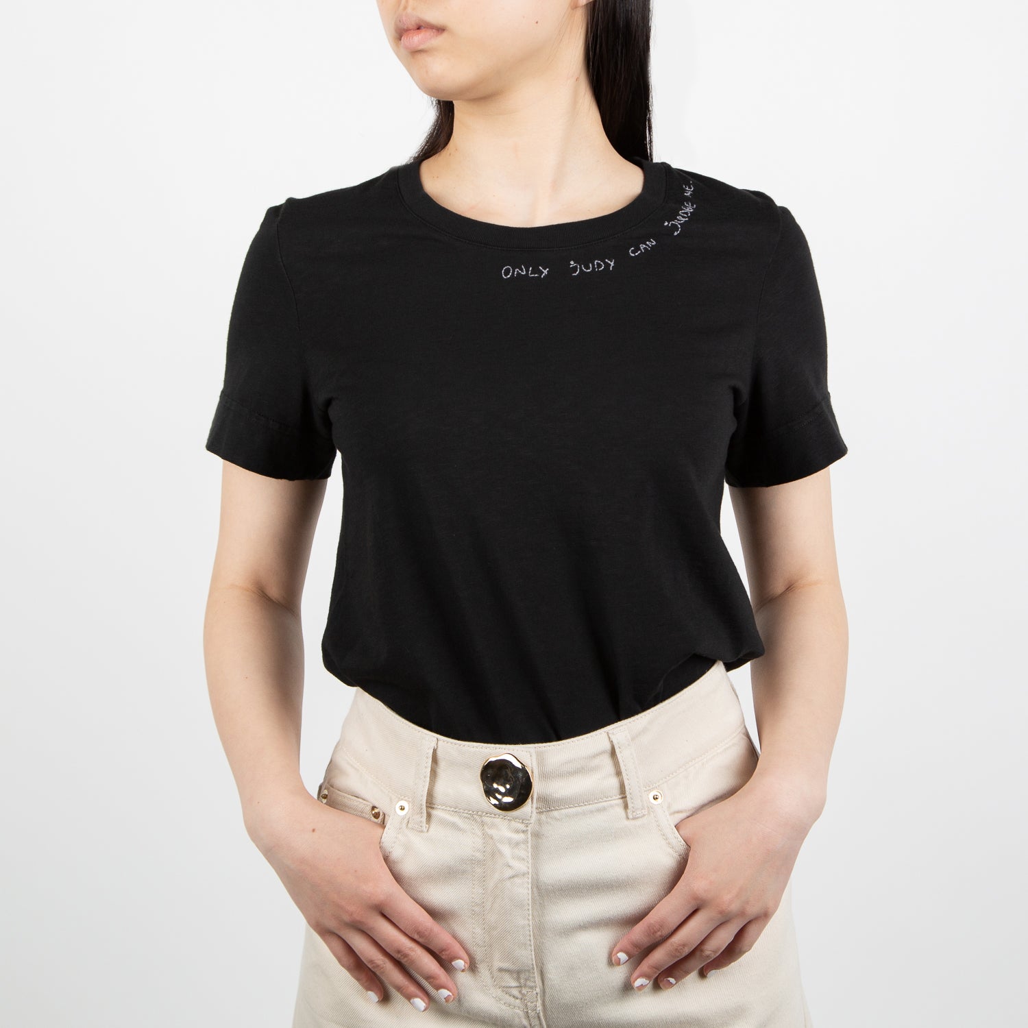 woven black cotton shirt with phrase by Secret Location