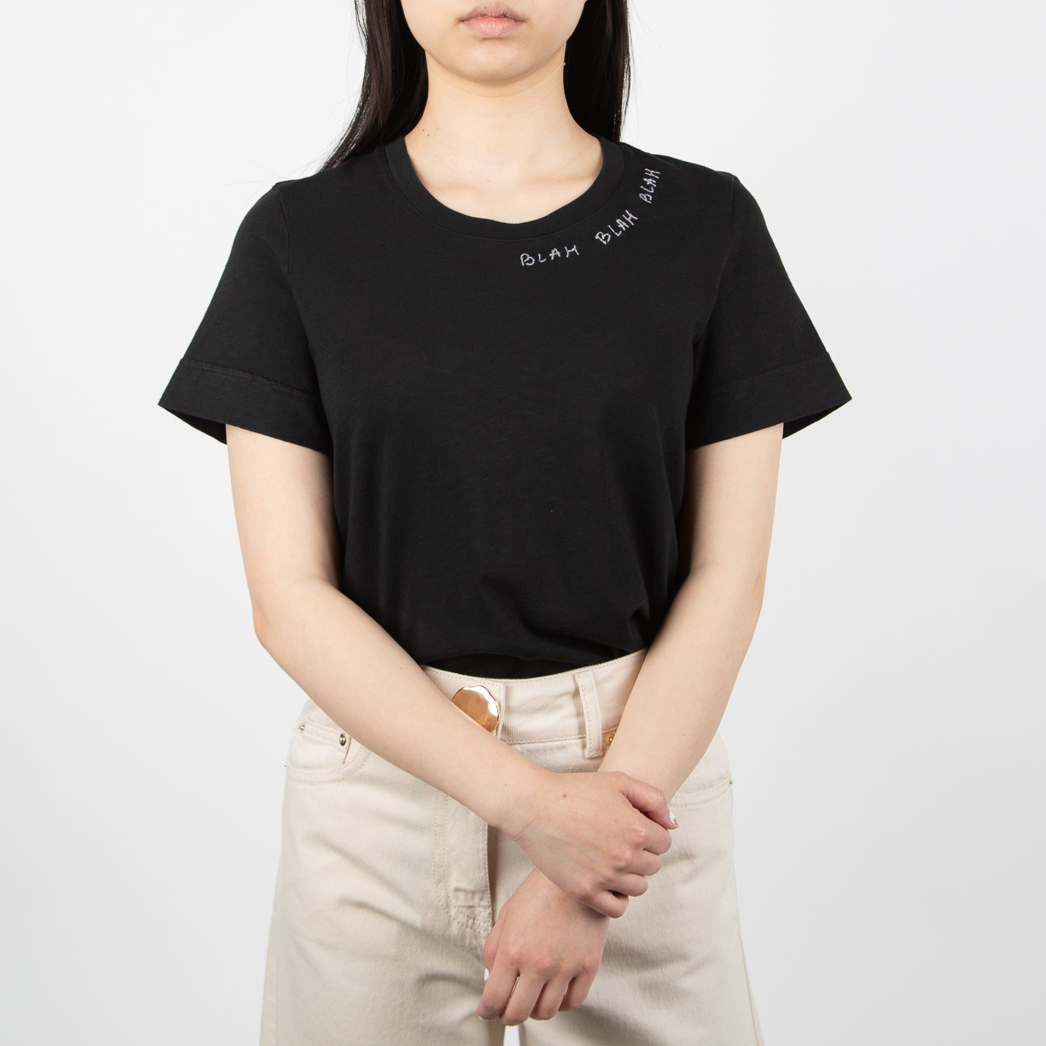 classic black woven shirt with phrase by Secret Location Concept Store