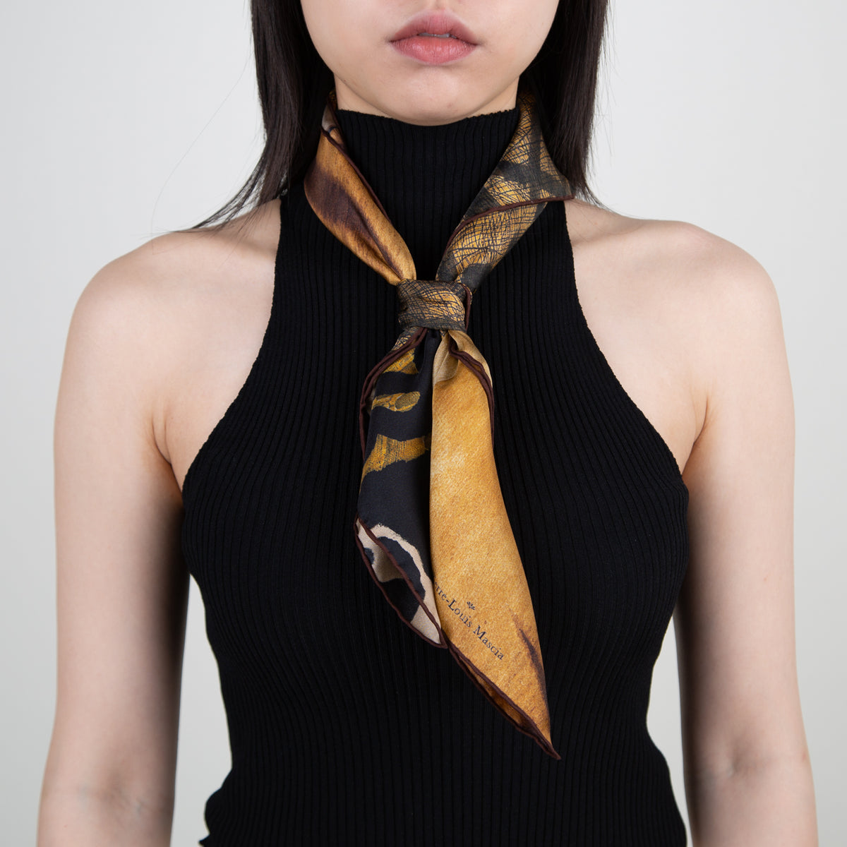 silk print square scarf in multicoloured luxury design