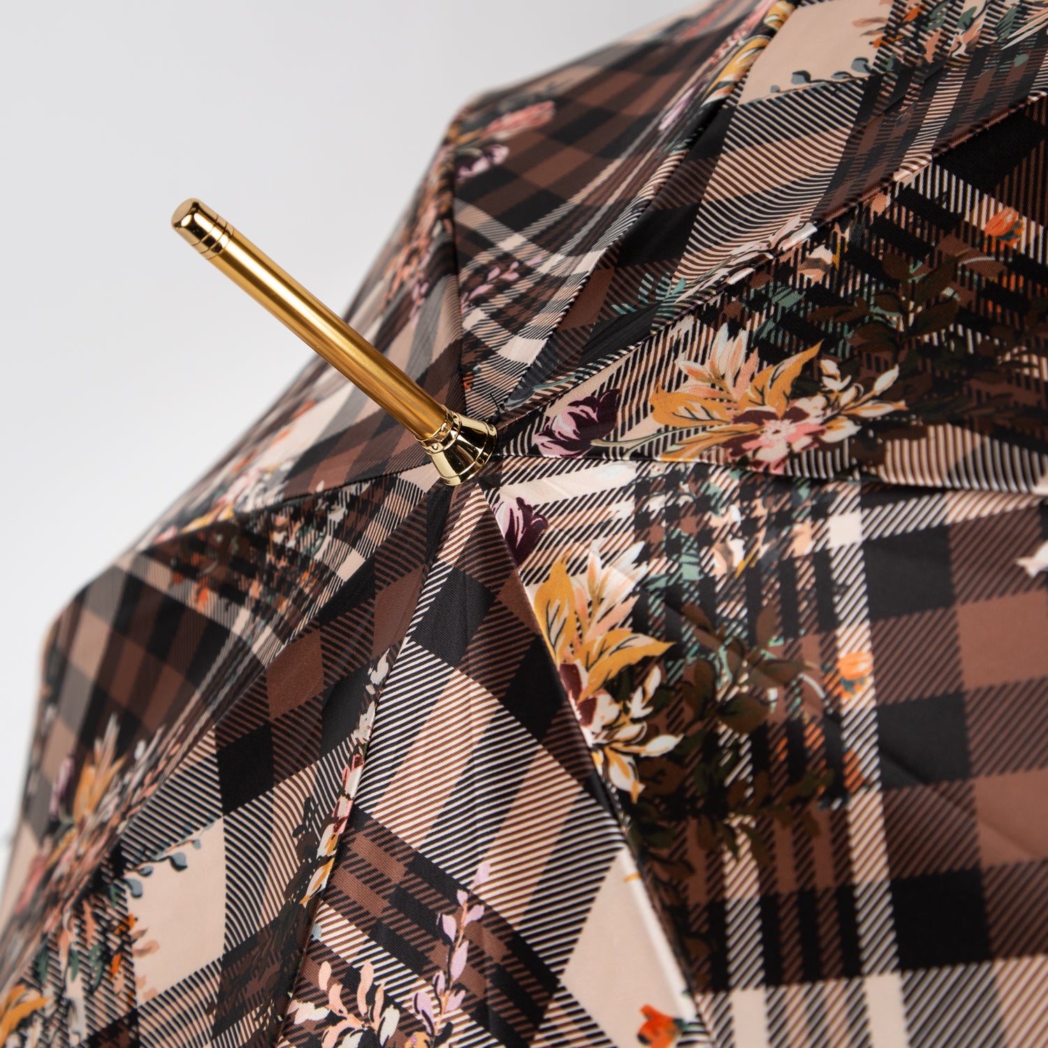 tartan umbrella with floral print