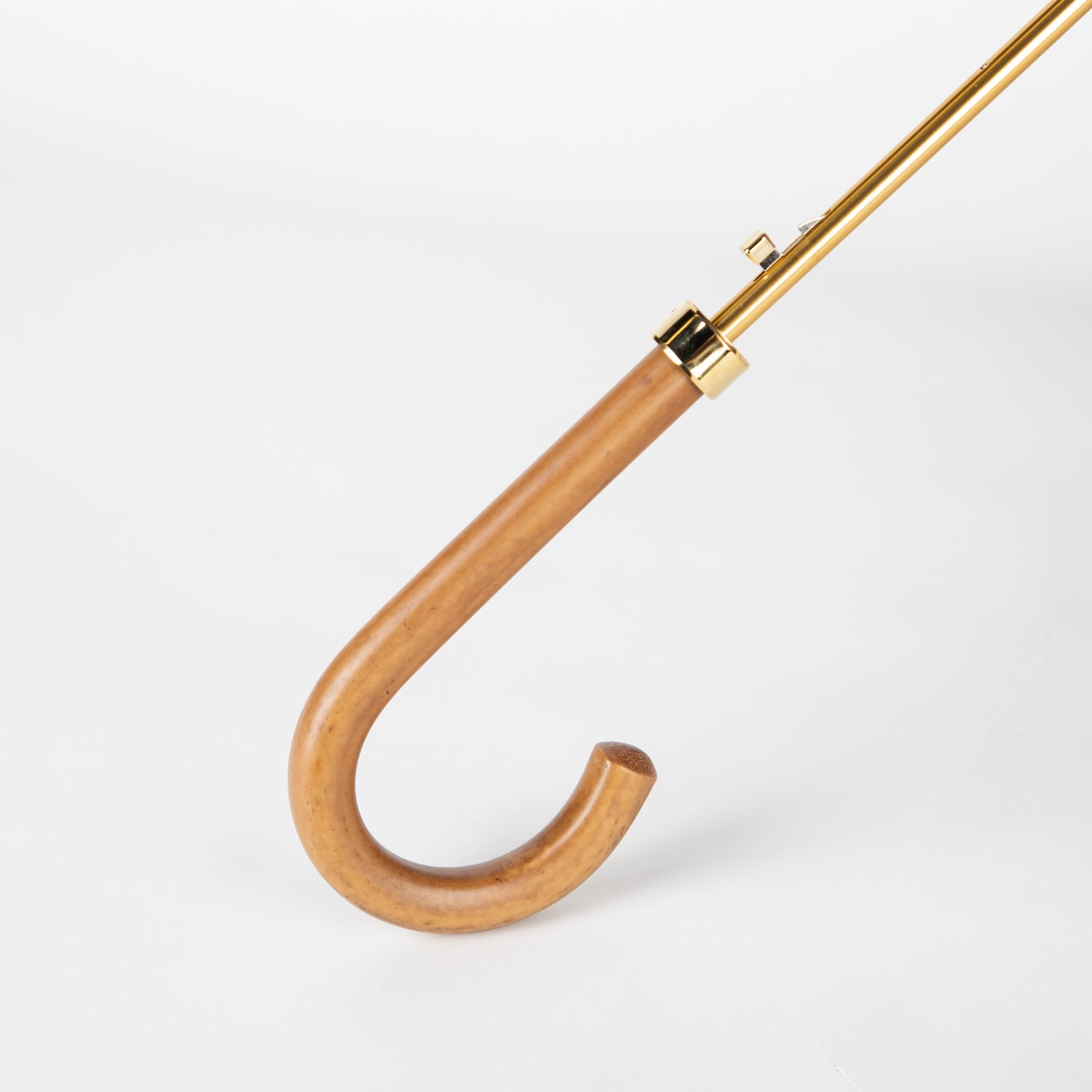 striped blue umbrella with malacca wood handle