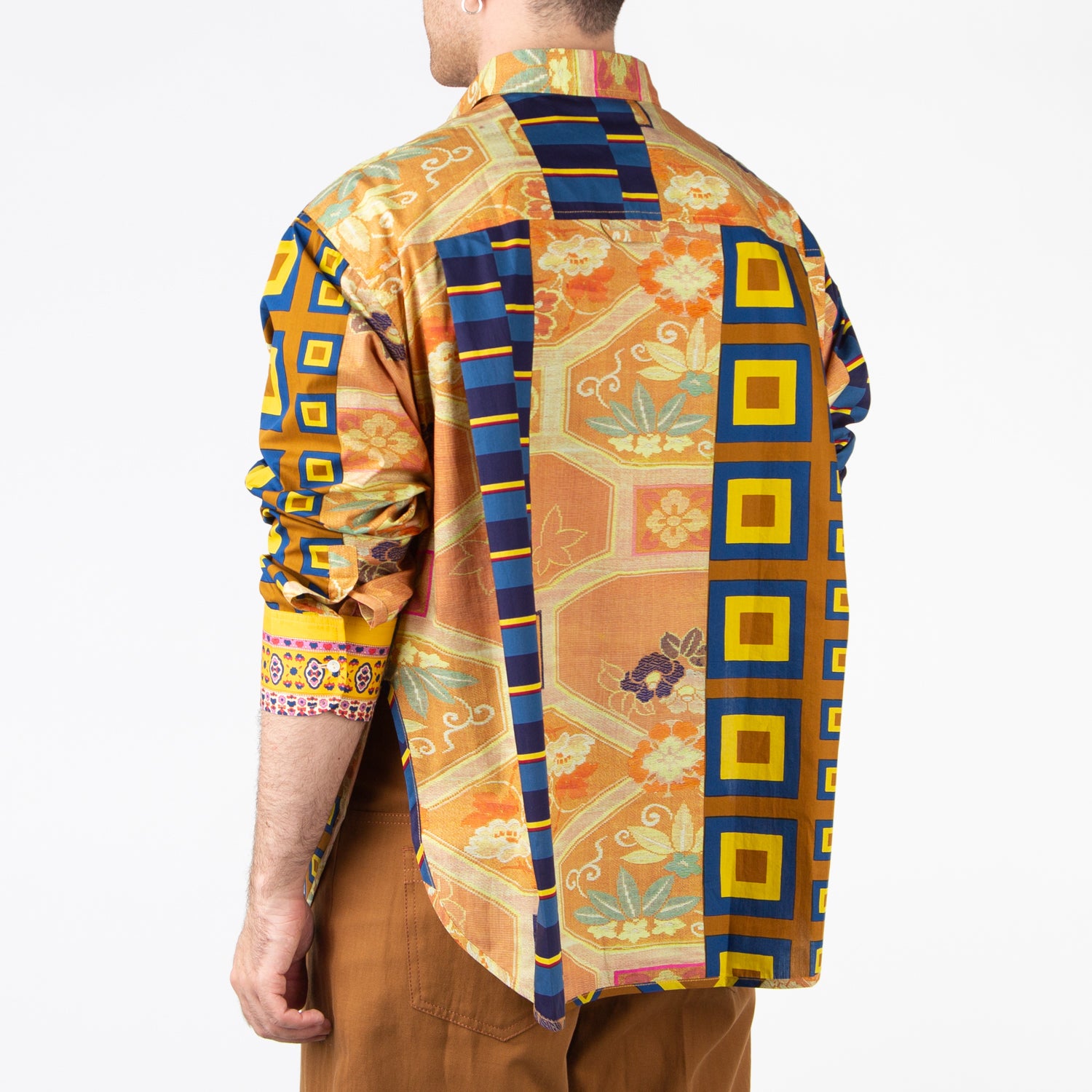 pierre louis mascia geometric dress shirt orange and blue