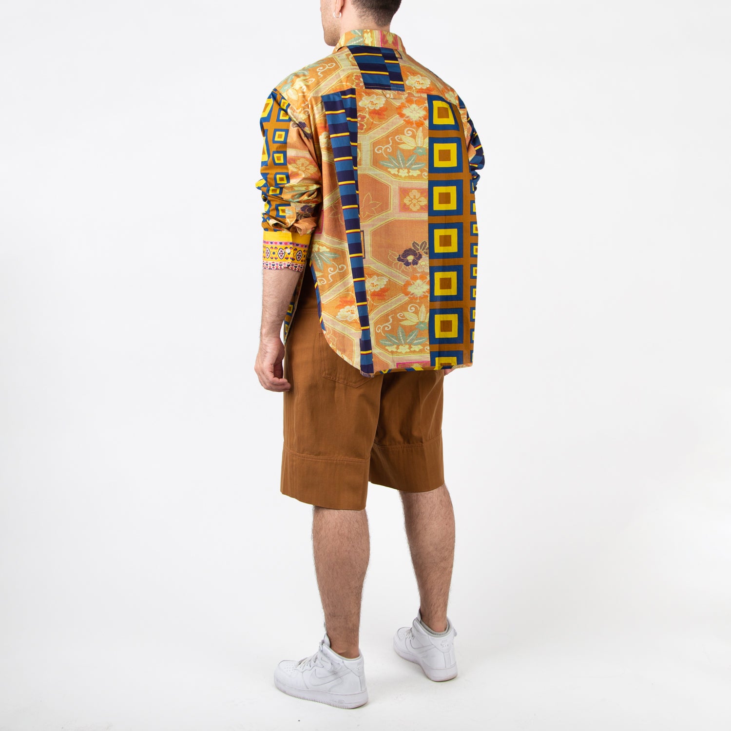 pierre louis mascia geometric dress shirt orange and blue