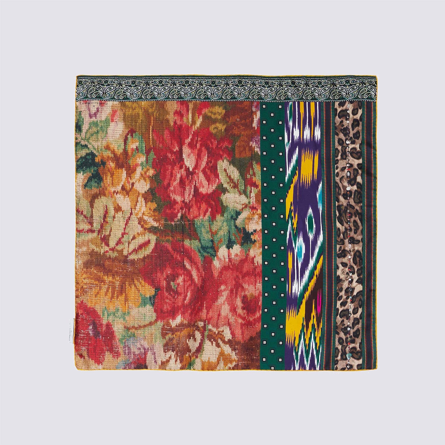 Square Pattern Print Scarf, silk