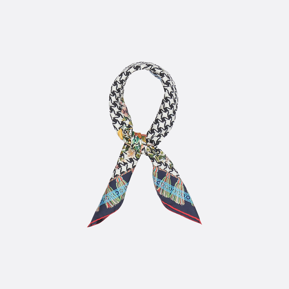 Square Houndstooth Silk Scarf
