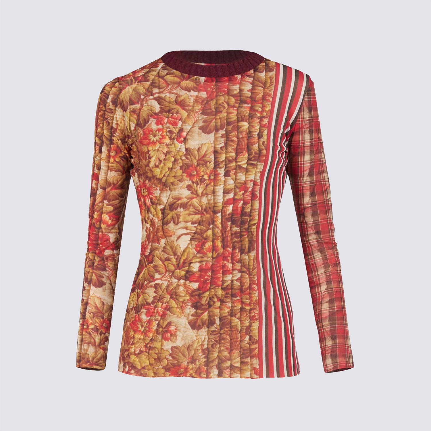Pattern Patchwork Long Sleeve Top