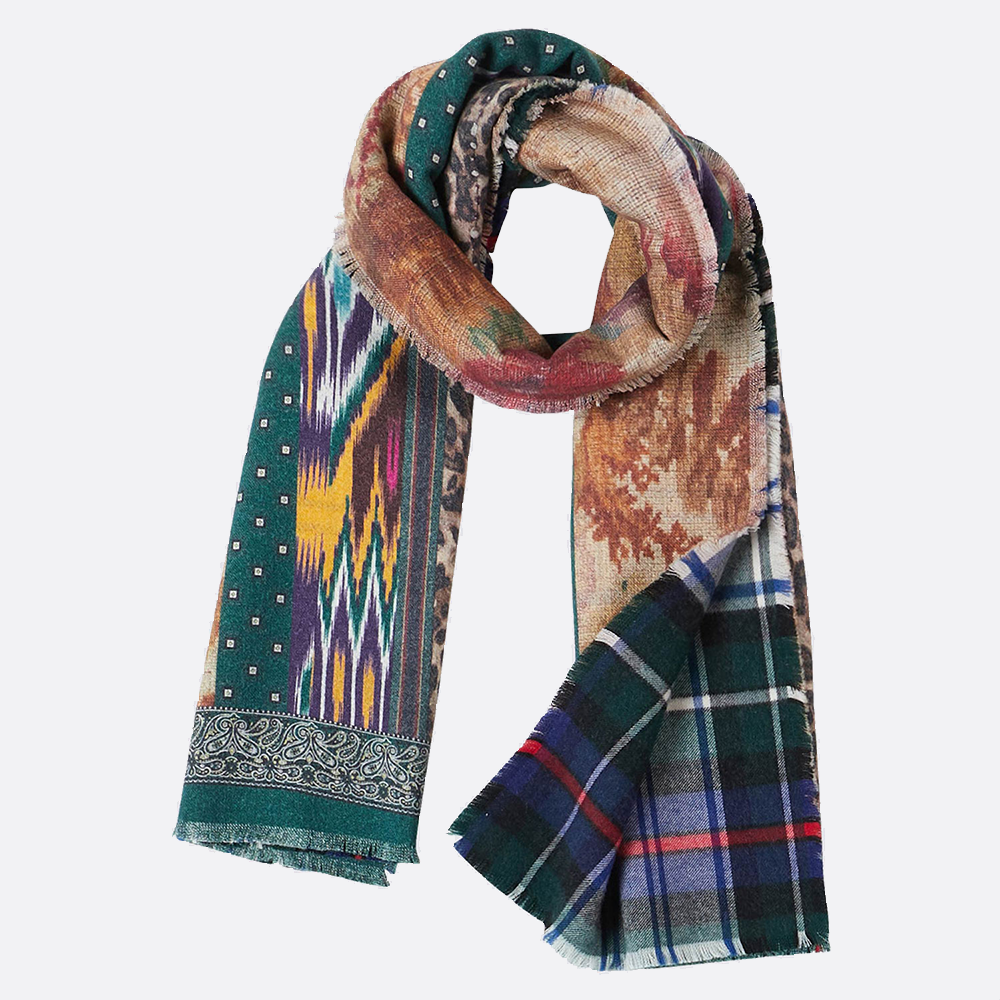 Double Paneled Print Scarf, wool