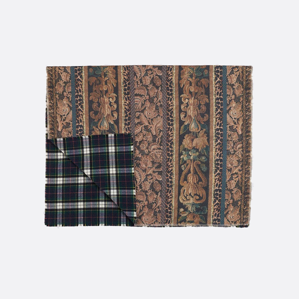 Multi-Panel Print Shawl, paisley and plaid