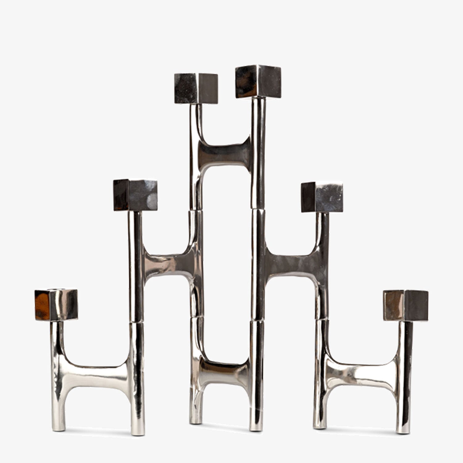 Square Folding Candle Holder, silver, Pols Potten