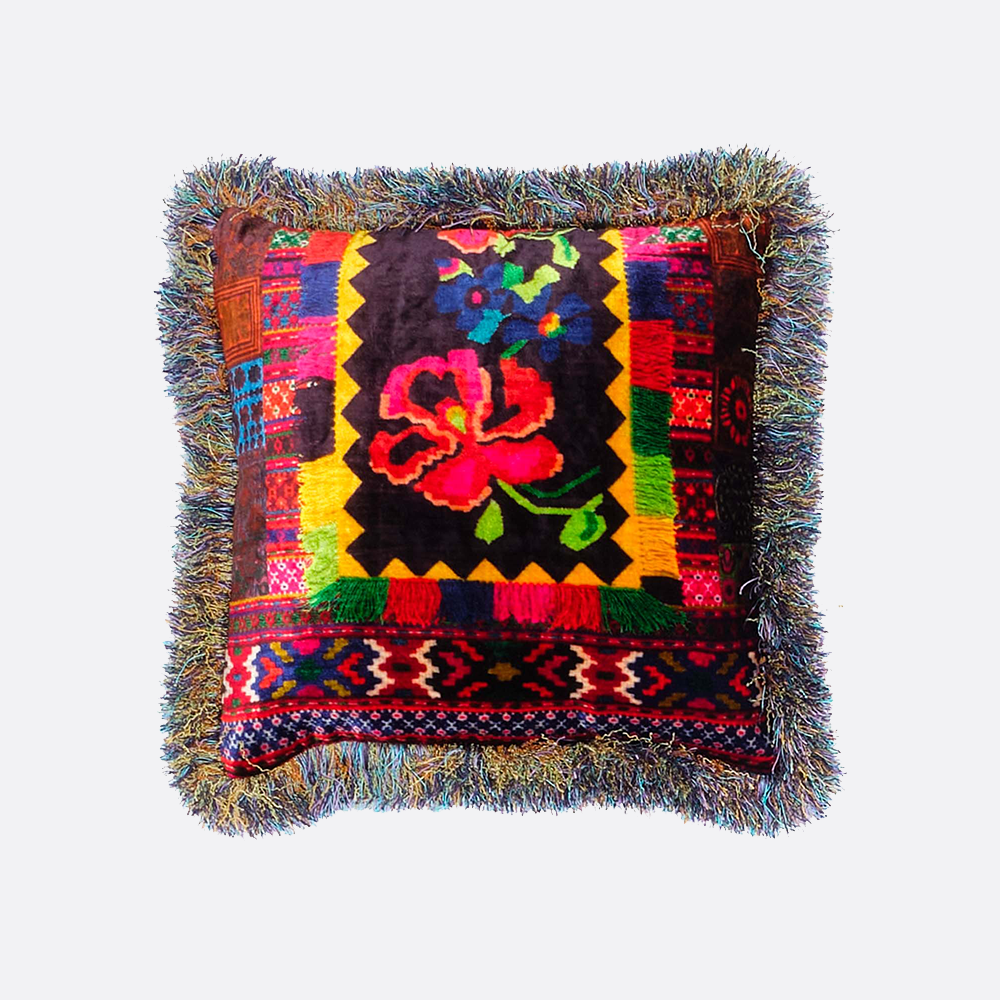 Double Sided Velvet Cushion with Floral Print