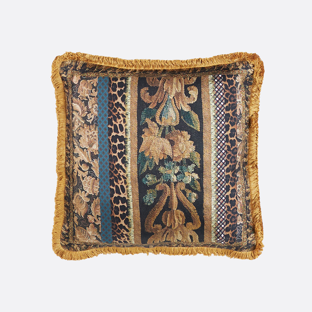 Double Sided Cushion Square, plaid and abstract