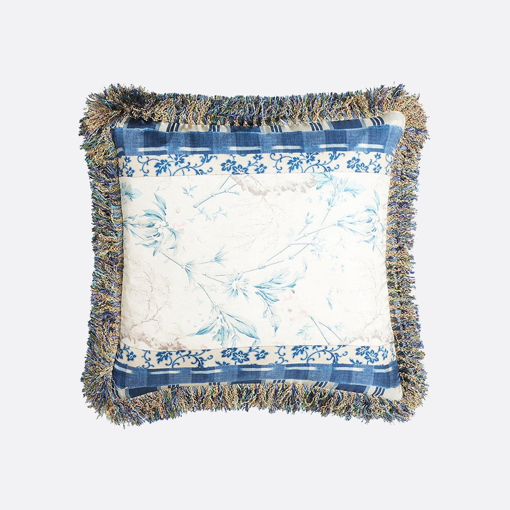 Double Sided Cushion Square, floral and plaid