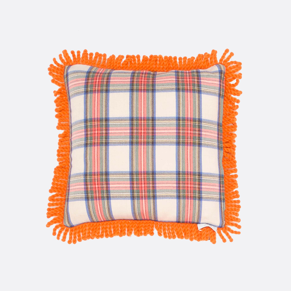 Double Sided Cushion with Yarn Fringe  