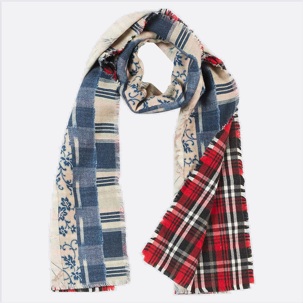 Double Paneled Plaid Scarf, wool
